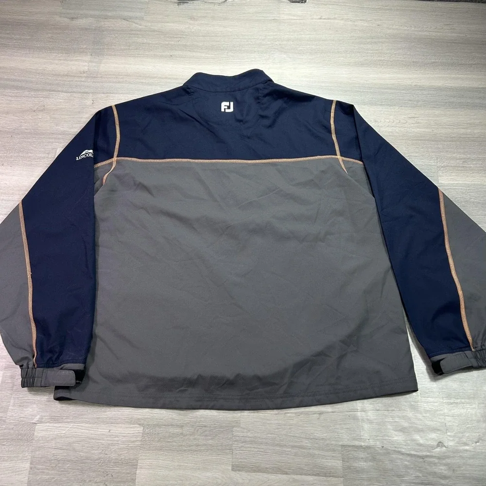 FootJoy Windbreaker Jacket Mens XL Gray Navy 1/4 Zip Golf Pullover Softshell